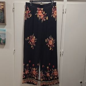 Floral Wide Leg Women's Pants